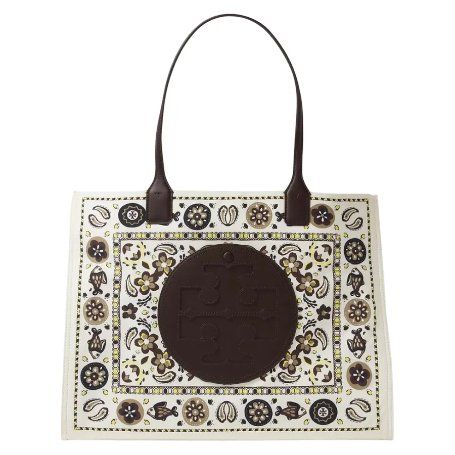 Túi Tote Nữ Tory Burch Ella Shoulder Bag 146968 Màu Trắng Nâu