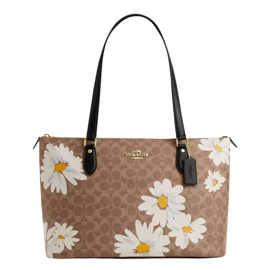 Túi Tote Nữ Coach Gallery Bag In Signature Canvas With Floral Print CZ589 Màu Nâu